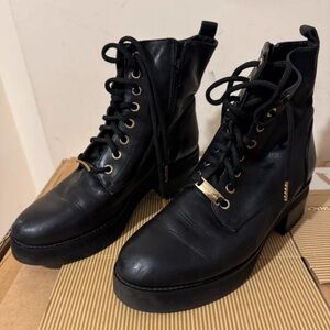 Stylish Black Lace-Up Combat Boots